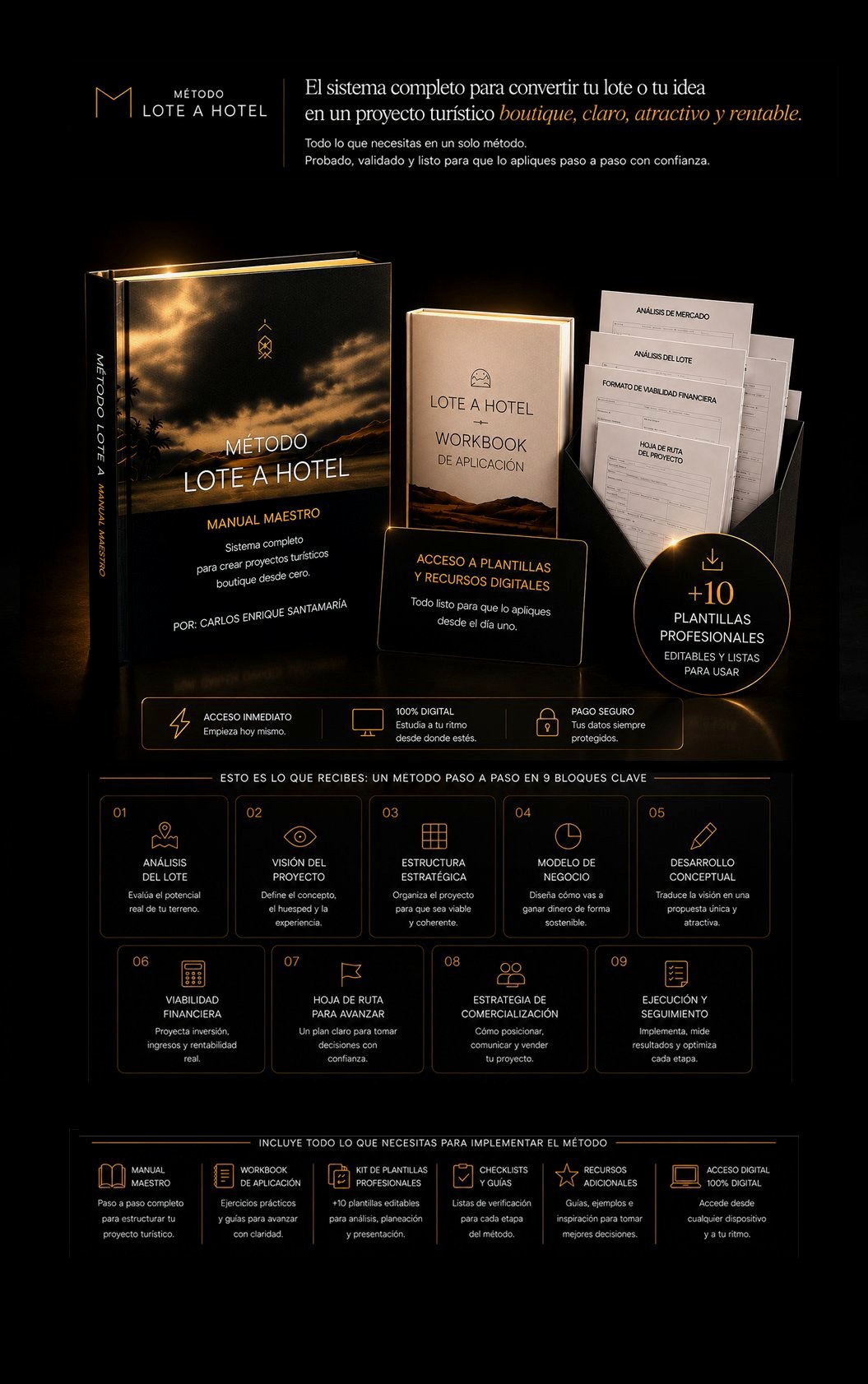 Método Lote a Hotel — paquete completo: Manual Maestro, Workbook y Plantillas